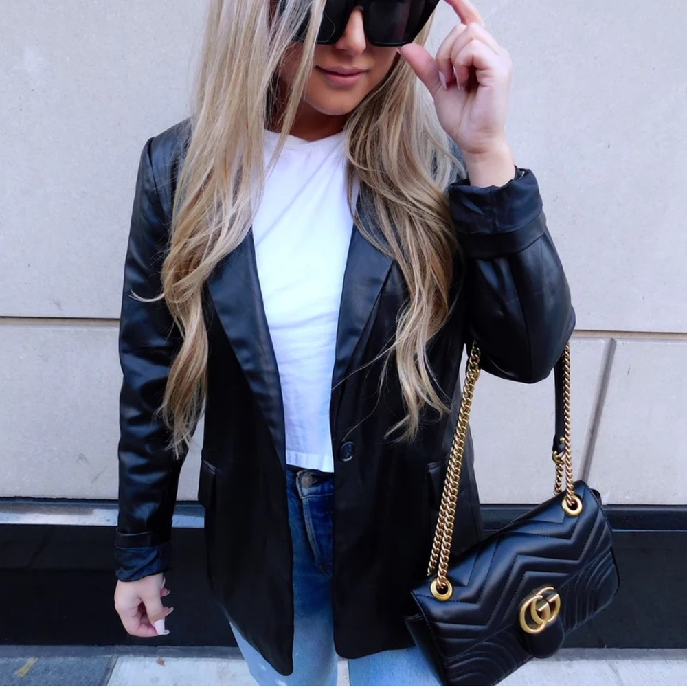 Faux Leather Blazer